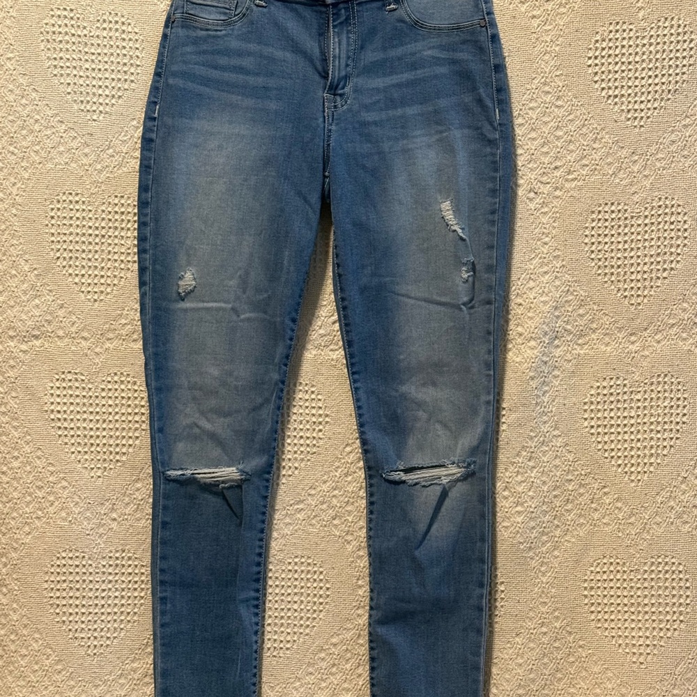 Rewash Women's Distressed Blue Skinny Jeans